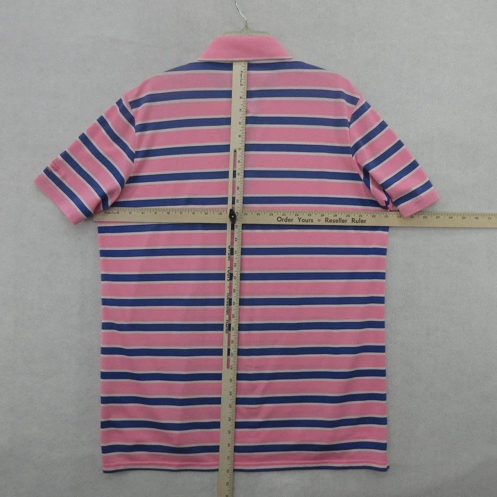 RLX Ralph Lauren Polo Shirt Mens Large Pink Striped Nicklaus North Whistler Golf